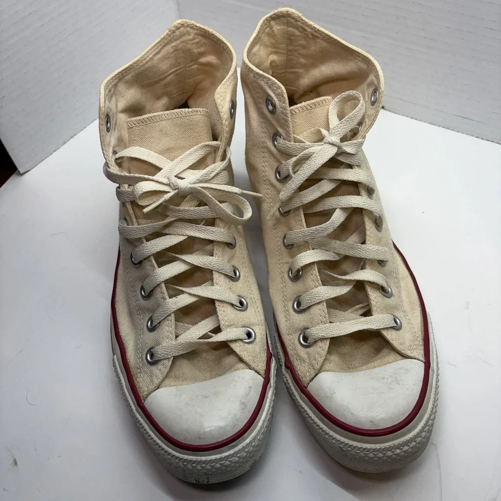 Vintage Converse Mens 10 Wo 12 White Faded Y2K Lace Grunge High Top Chuck Taylor - Picture 3 of 11